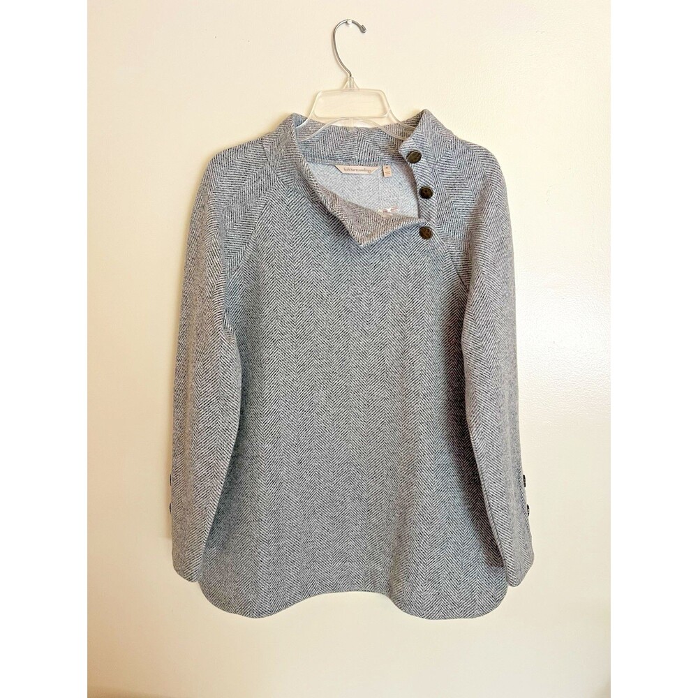 Soft Surroundings Size M Mock Neck Brooke Tunic Black White Herringbone Soft NWT - Picture 2 of 7